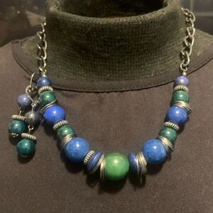 🛍️Premier Designs Dive In Silver Plated Necklace Set Blue Green Silver tone 16”